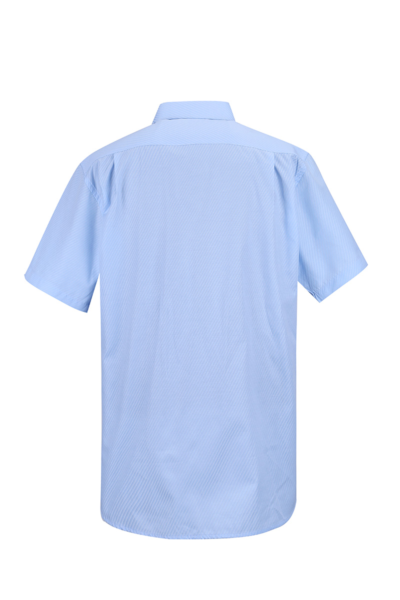 夏季蓝色条纹短袖衬衫
